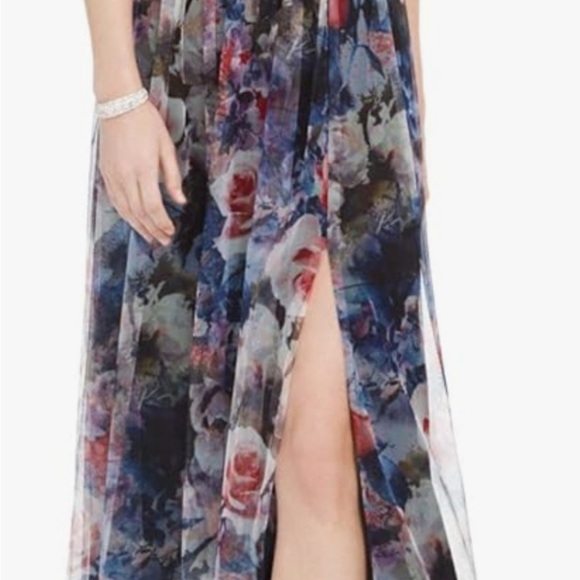 Gently Loved Adriana Papell Floral Tulle V Neck Gown size 14 - Picture 12 of 12